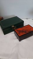 Both vintage jewellery boxes together showing size comparison and overall condition.