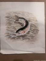 Full artwork showing hand painted fish on textured paper with naturalistic tones and scale detail.