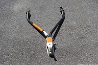 Full view of Y-shaped tow bar showing coupler and both arms