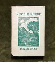 Front of dust jacket with green woodcut illustration and title “New Hampshire” by Robert Frost