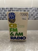Front of box showing GE logos, model number 7-2912, and description of the radio as CB, FM & AM with 40 channel monitor.
