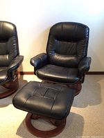 Front view of recliner and footstool side by side