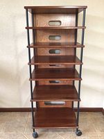 Front view of six-tier shelving unit