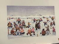 Full view of print showing winter scene artwork