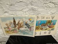 Both unframed illustrations side by side