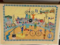 Full view of signed Jeffrey Harrison circus illustration artwork