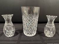 Group view: Alana highball glass centered between two Posy bud vases