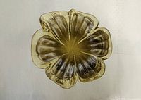 Top view of Murano glass lily vase showing flared petals and ribbed glass texture.