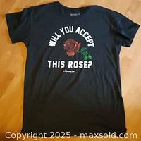 Black XL T-shirt with front print reading 'Will You Accept This Rose?' and a red rose graphic.