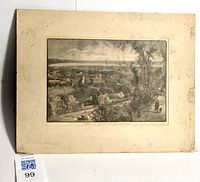 Full view of antique print with clear image and aged matte showing overall condition and dimensions