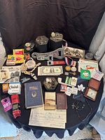 Overview of all items on black cloth background