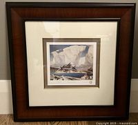 Full view of framed print showing frame style and matting