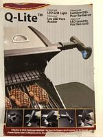 Retail display card showing product attached to grill