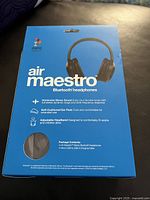 Front of box showing product name and image of headphones