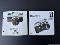 Two Leica Flex SL camera manuals or brochures with front cover images of the camera and text.