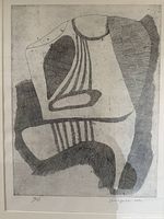 Close-up of abstract etching design showing sculptural forms