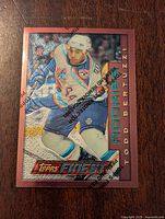 Front side of 1996-97 Topps Finest Todd Bertuzzi rookie card, showing player in New York Islanders uniform, card number 146.