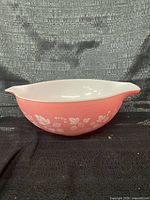 Side view showing pink exterior and white Gooseberry pattern