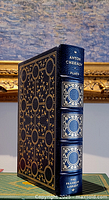 Front and spine view of the leather bound book with gold embossing and title 'Anton Chekhov Plays'