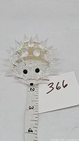 Front view of clear Swarovski crystal hedgehog with black eyes, measuring approx 2 inches.