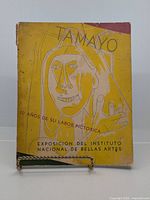 Front cover of Tamayo Mexican Fine Art book with abstract yellow design and exhibition title.