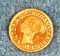 Close-up of the front of the gold medal showing Queen Victoria's 'Young Head' portrait and surrounding inscription.