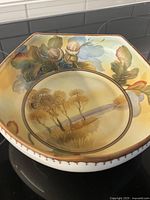 Overall view of hexagonal hand-painted Nippon bowl