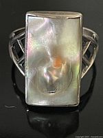 Front view showing rectangular mother-of-pearl panel and overall design