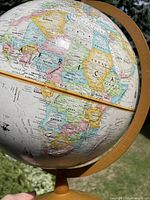 Close view of Africa region and meridian showing map detail and plastic support