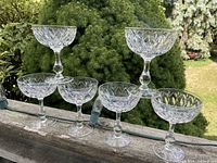 All six crystal coupes displayed to show complete set and pattern