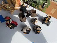 Overview of all bear figurines and nativity decorative pieces in the set, showing arrangement and details.