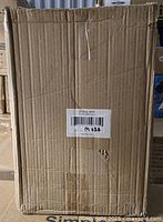 Cardboard shipping box labeled LF1014-WHT Floor Lamp Shelf.