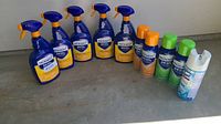 Group view of 5 Microban trigger bottles and 5 aerosol cans
