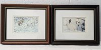 Both framed bunny art prints displayed side by side showing overall condition and style