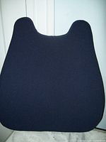 Front view of black lumbar support seat back cushion showing ergonomic contoured design.
