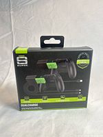 Front view of Surge DualCharge Battery Pack retail box showing product images and branding.