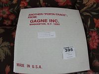 Box of the Porta-Trace light table by Gagne Inc., showing manufacturer details and model info.