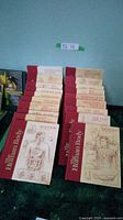 Overall view showing multiple books from 'The Human Body' series arranged in rows displaying their front covers and spines with maroon and white design.