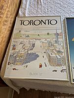Full view of framed Toronto poster showing city grid, Bloor St. and CN Tower