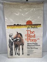 Front view of the vintage movie poster depicting a boy with a pony and a red sun, with the title and actor credits.