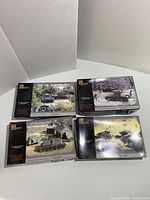 Four Pegasus Hobbies model kits displayed, each showing box art with detailed dioramas of Soviet WWII military vehicles.