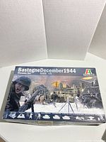 Box front showing Italeri Bastogne December 1944 diorama set artwork and branding.