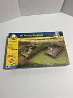 Closed box of Italeri 1/72 scale M7 Priest/Kangaroo model kit showing box art with both vehicle models.