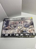 Box cover showing Italeri Battle of Berlin 1945 model kit in 1:72 scale with artwork of WWII battle scene