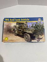 Box top view showing Italeri M6 Anti Tank Vehicle scale model kit artwork and branding.