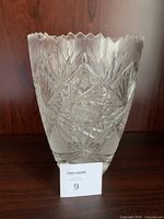 Full view of cut glass vase front