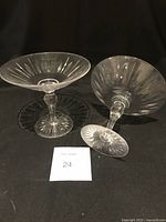Two clear Stuart crystal pedestal dishes, one upright one on side