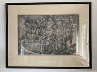 Close view of lithograph showing carnival figures