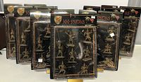 Seven blister-pack sets of Conte Collectibles 300 Spartans displayed together.