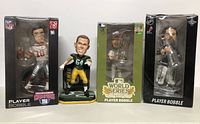 Four sports bobbleheads from Forever Collectibles in original packaging, one out of box